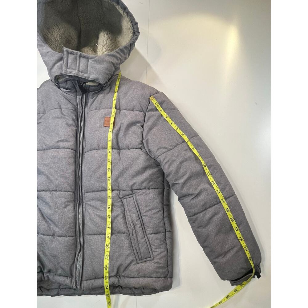 London Fog Supply Boys L 14-16 Gray Sherpa Lined Hooded Puffer Winter Jacket - Picture 7 of 12